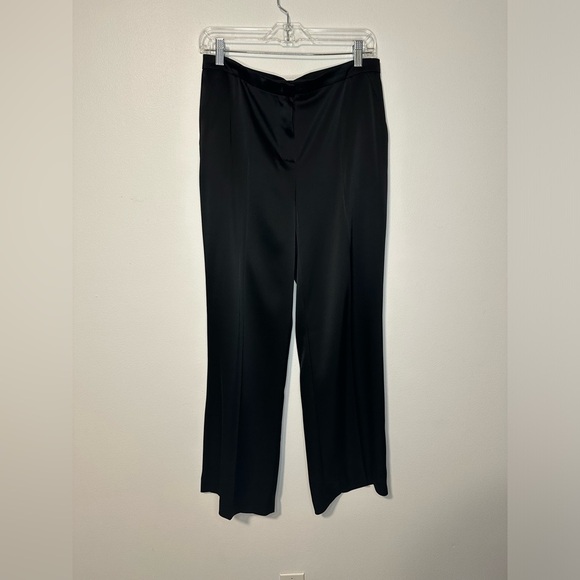 ESCADA Talika Black Satin Trousers Pockets Old Money Preppy Pants Sz 38 - Picture 2 of 6